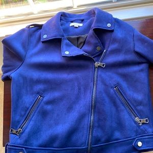 Loft Navy Suede Moto Jacket